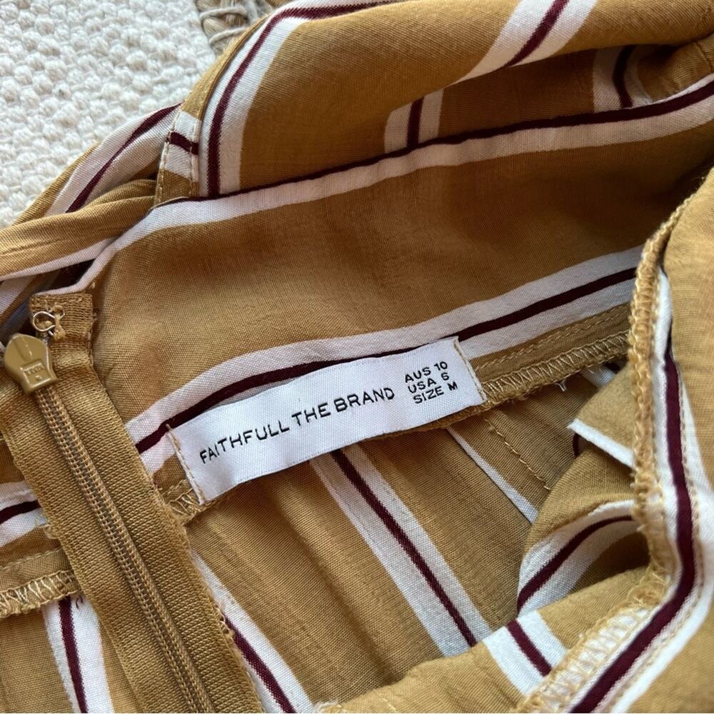Faithful The Brand Mustard Yellow White Striped Wide Leg Jumpsuit Women’s Size 6 - Picture 6 of 7